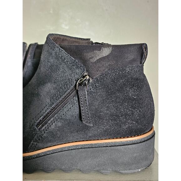 Clarks Collection, Sharon Ease, Black Suede, Leather, Ankle Booties, Size 8 - Picture 9 of 11